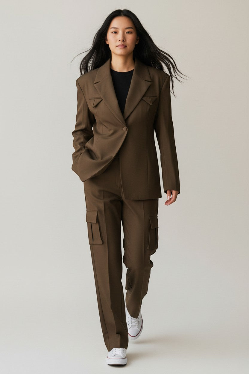 Blazer marron pochette