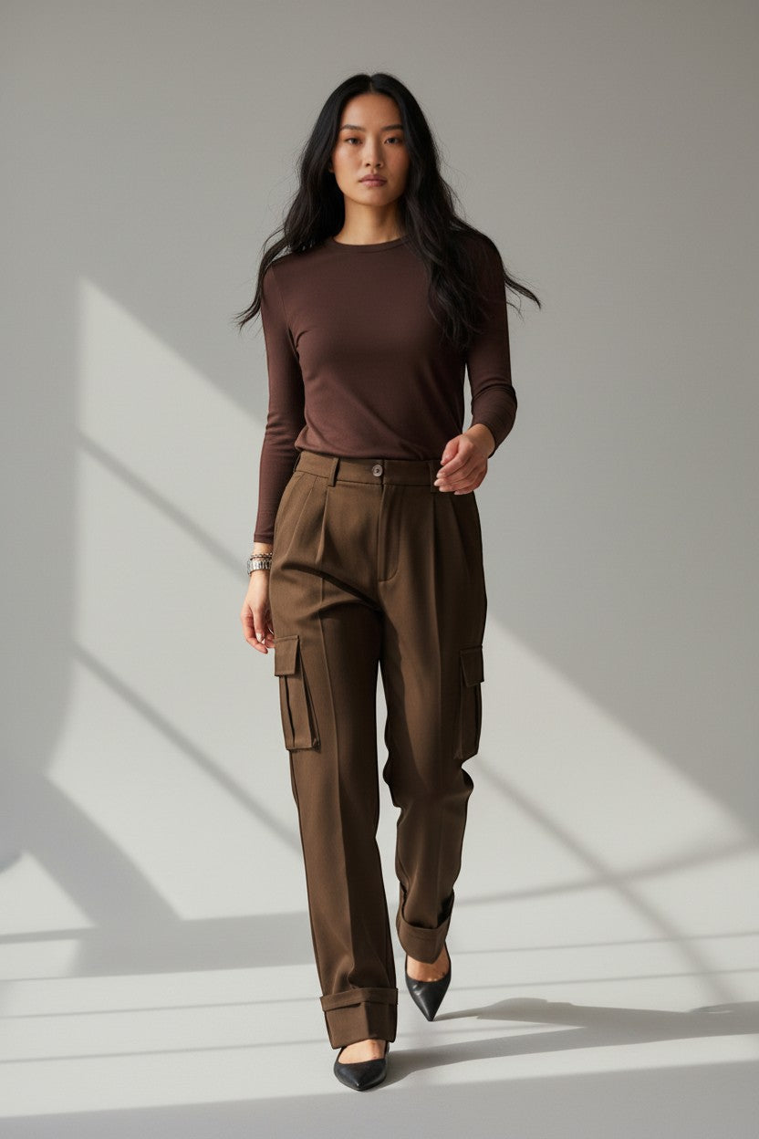Pantalon cargo marron – Tendance et structuré