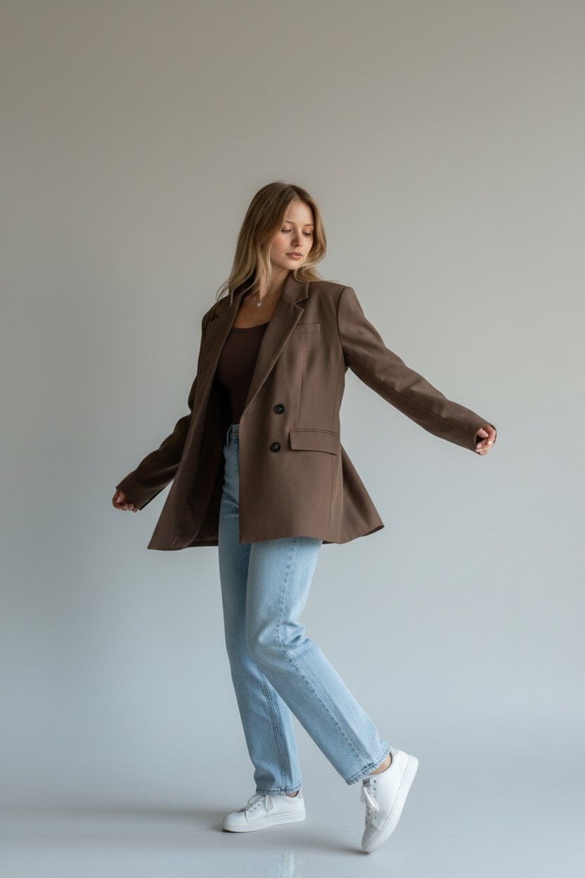 Blazer mocca ajustable – Coupe raffinée
