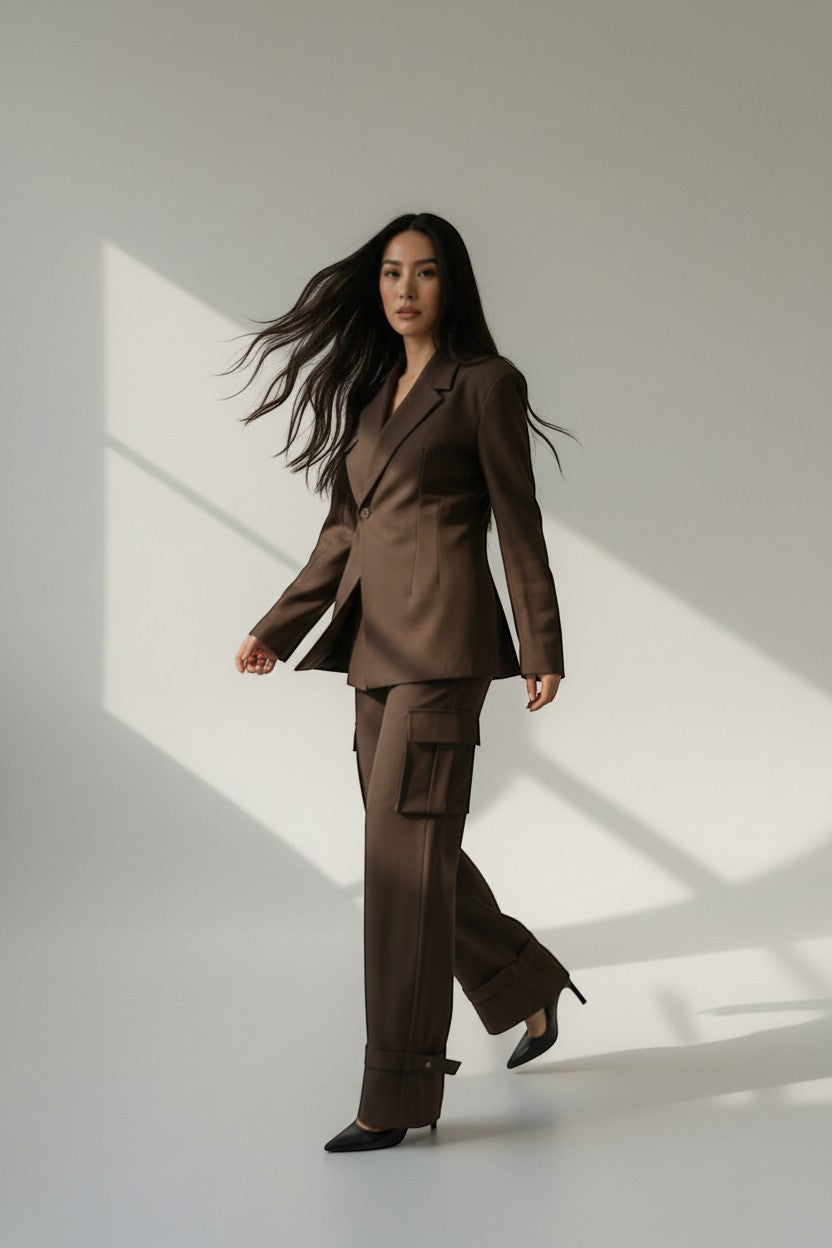 Blazer marron pochette