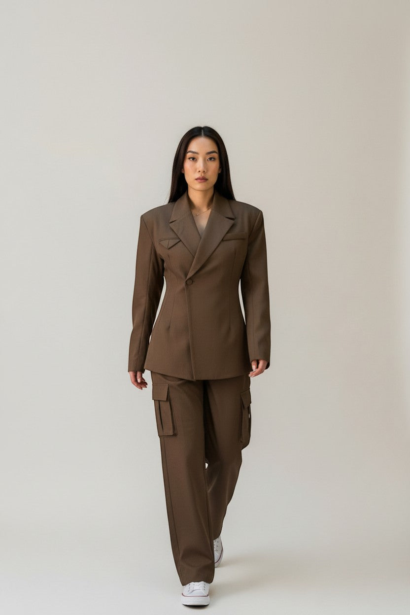 Blazer marron pochette