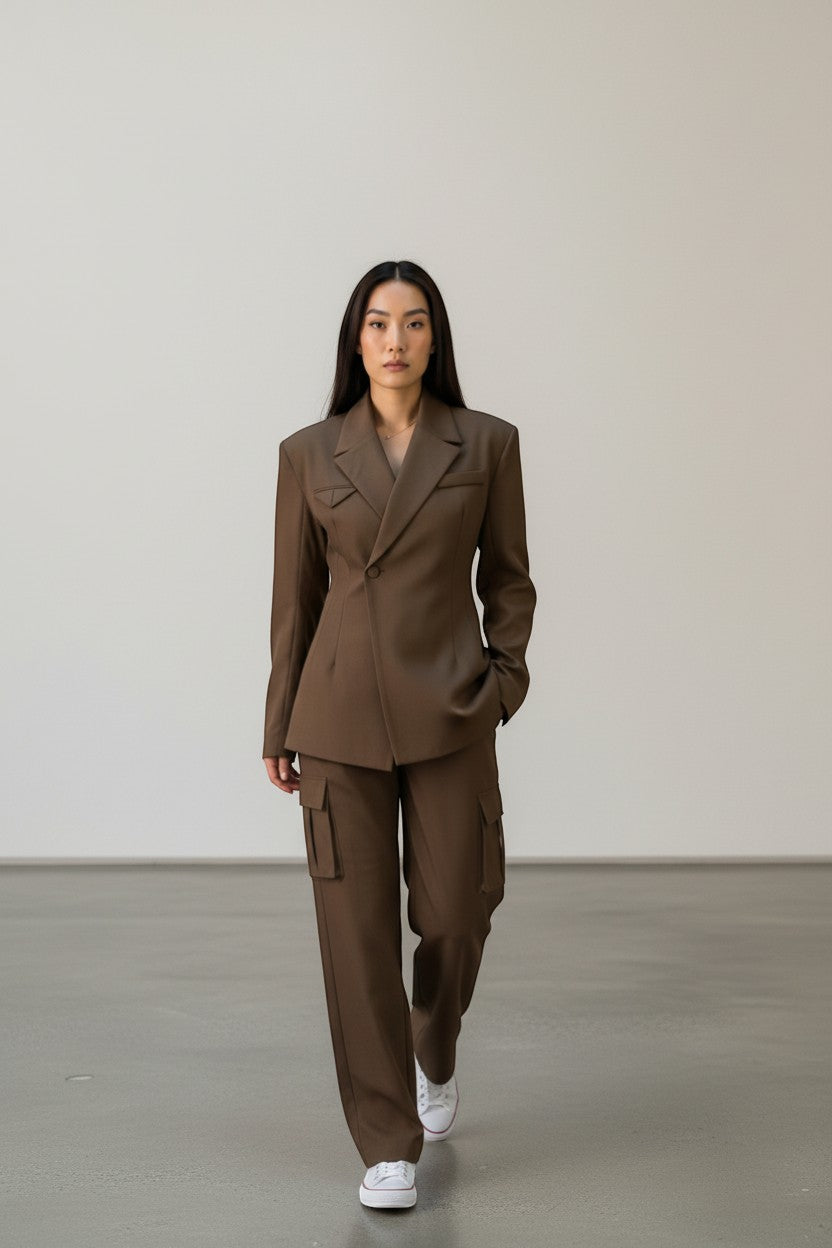 Blazer marron pochette