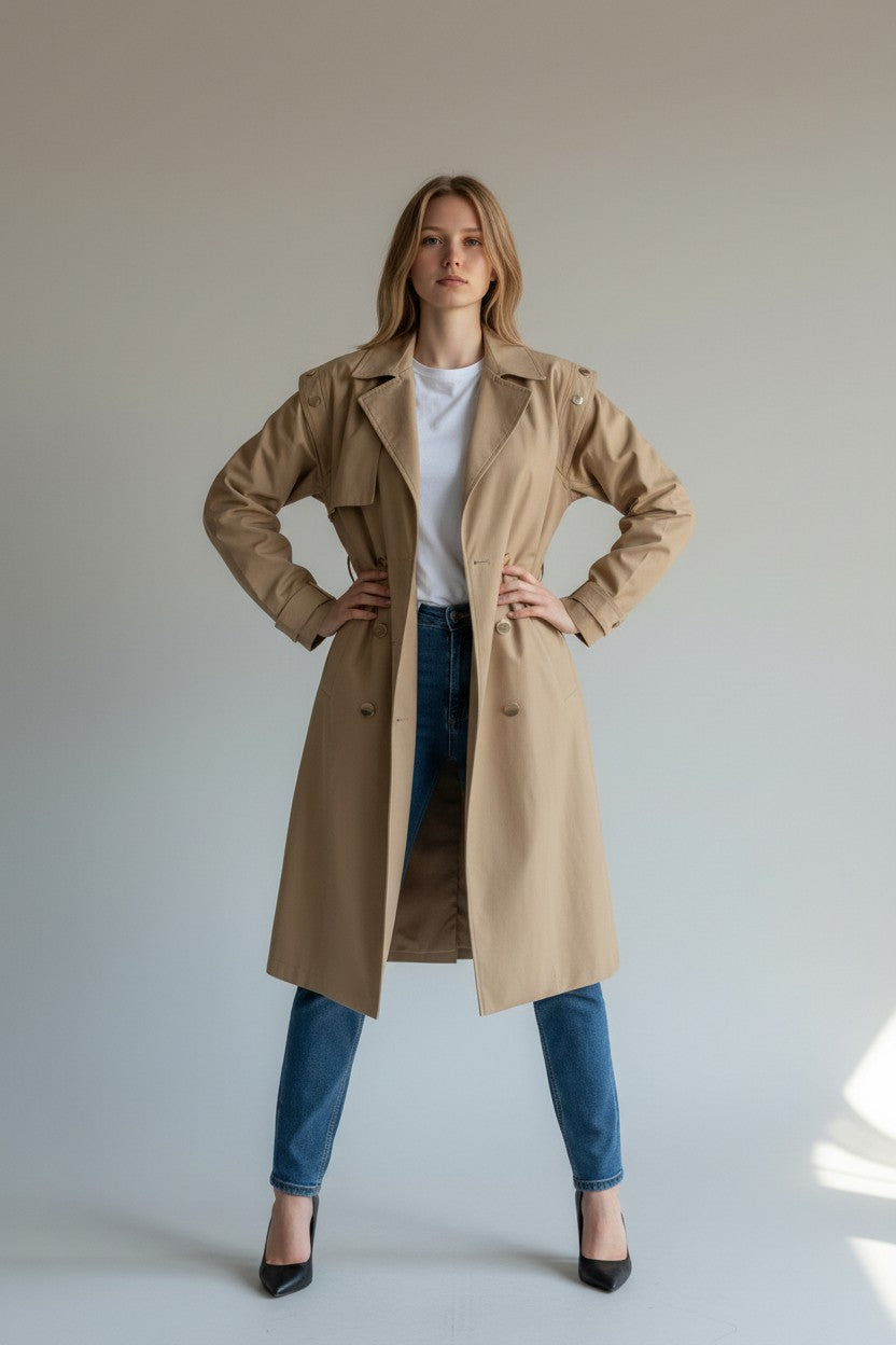 Trench beige structuré – Élégance intemporelle