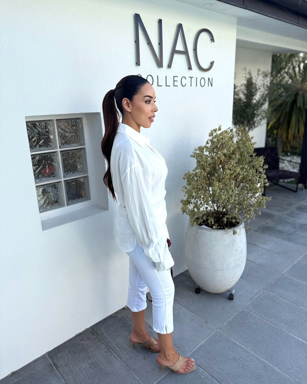 Chemise oversize effet lin nouée écru - Modèle BRISE - NAC Collection