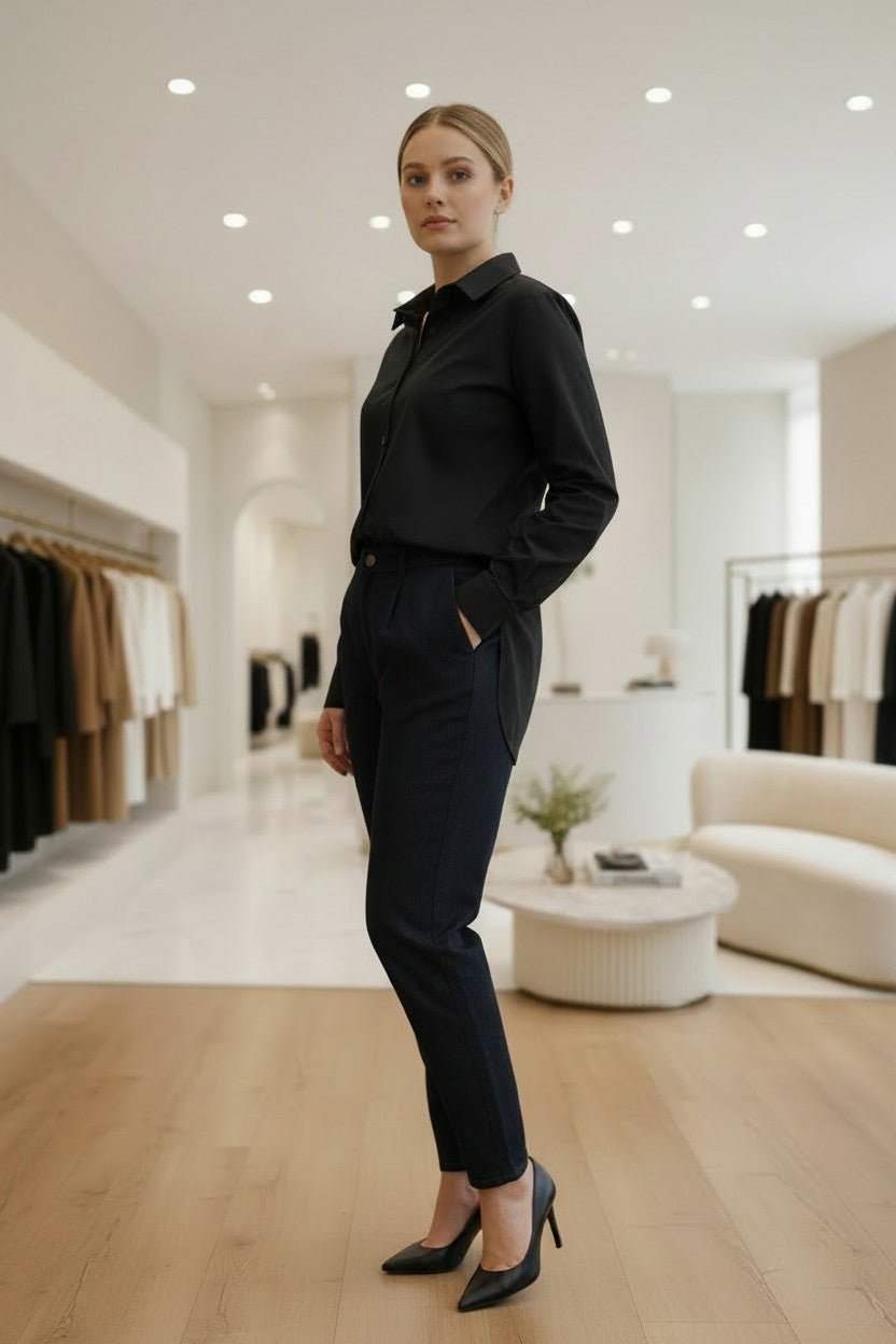 Chemise oversize noire à épaulettes - NAC Collection