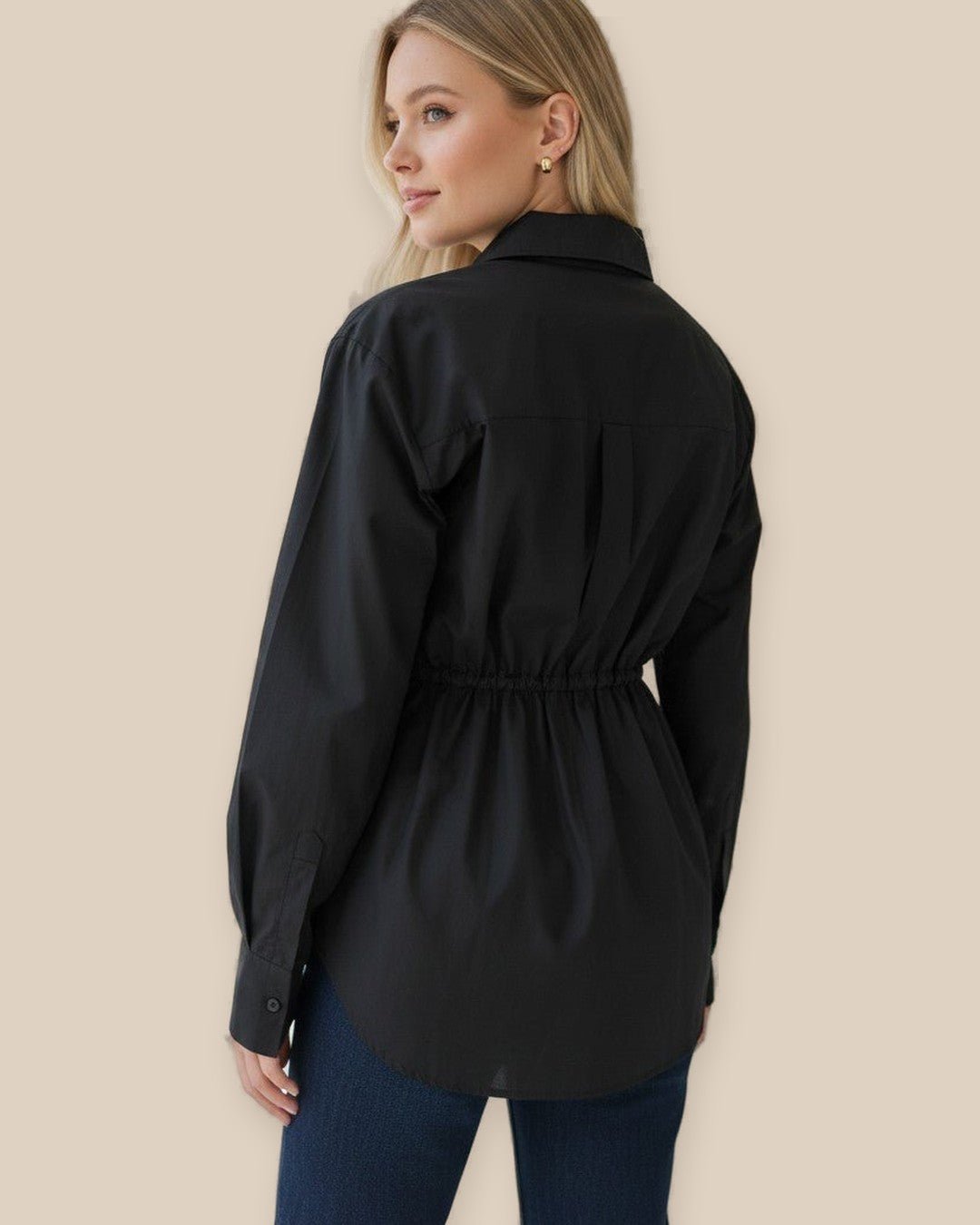 Chemise oversize noire à épaulettes - Modèle NOIR - NAC Collection