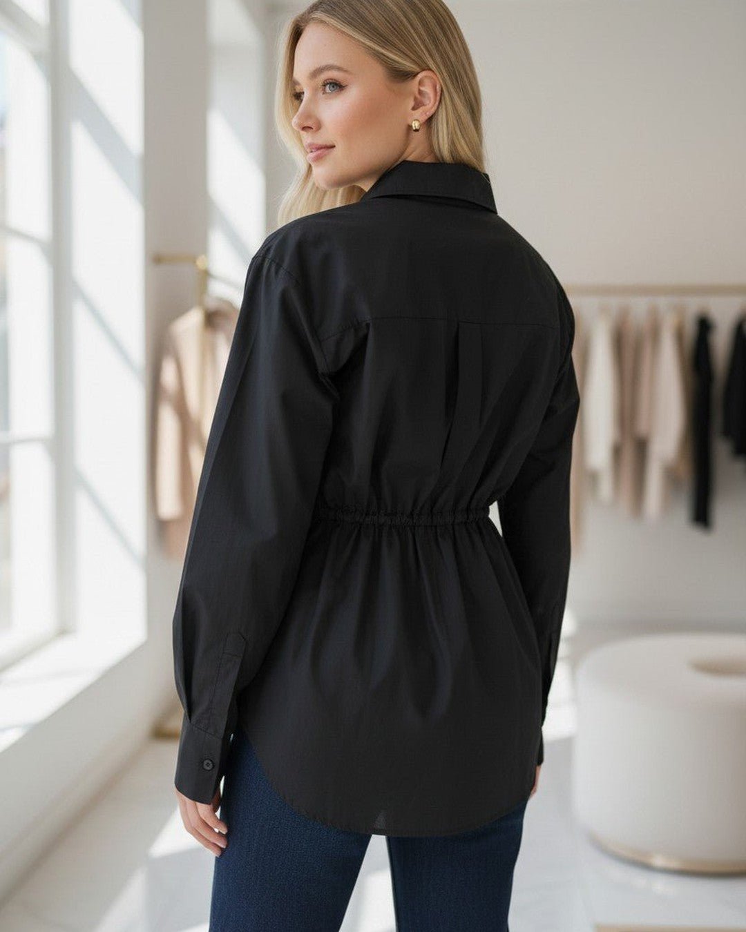 Chemise oversize noire à épaulettes - Modèle NOIR - NAC Collection