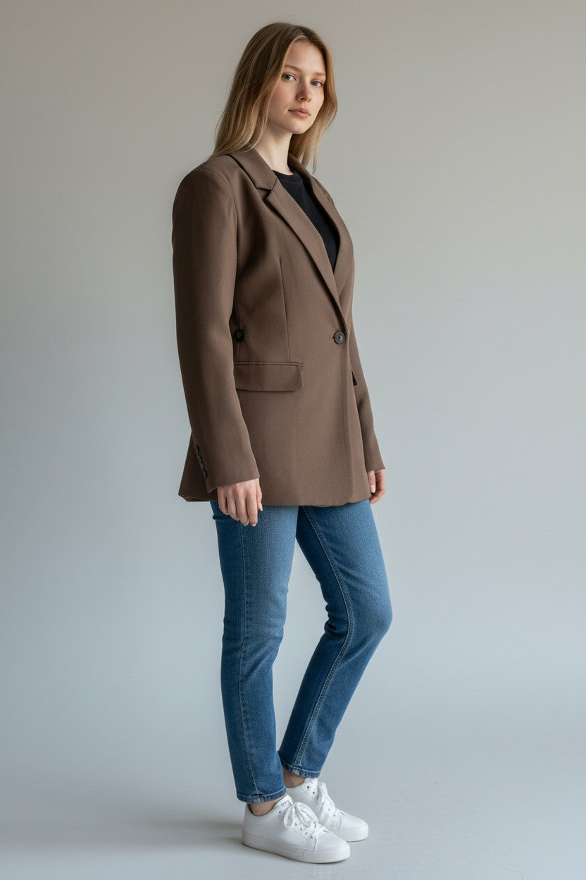 Blazer mocca ajustable – Coupe raffinée