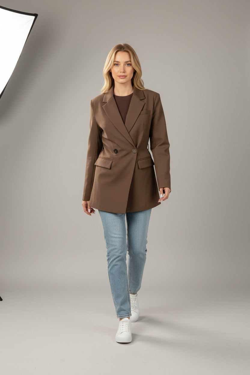 Blazer mocca ajustable – Coupe raffinée