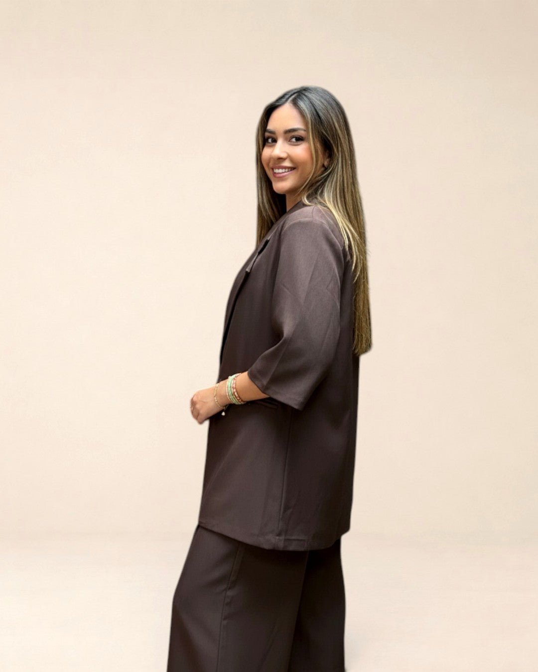 Ensemble Blazer et bermuda oversize manches courtes marron - Modèle COCOA - NAC Collection