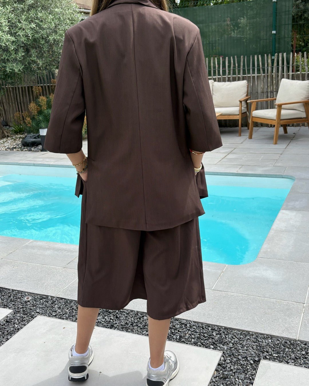 Ensemble Blazer et bermuda oversize manches courtes marron - Modèle COCOA - NAC Collection
