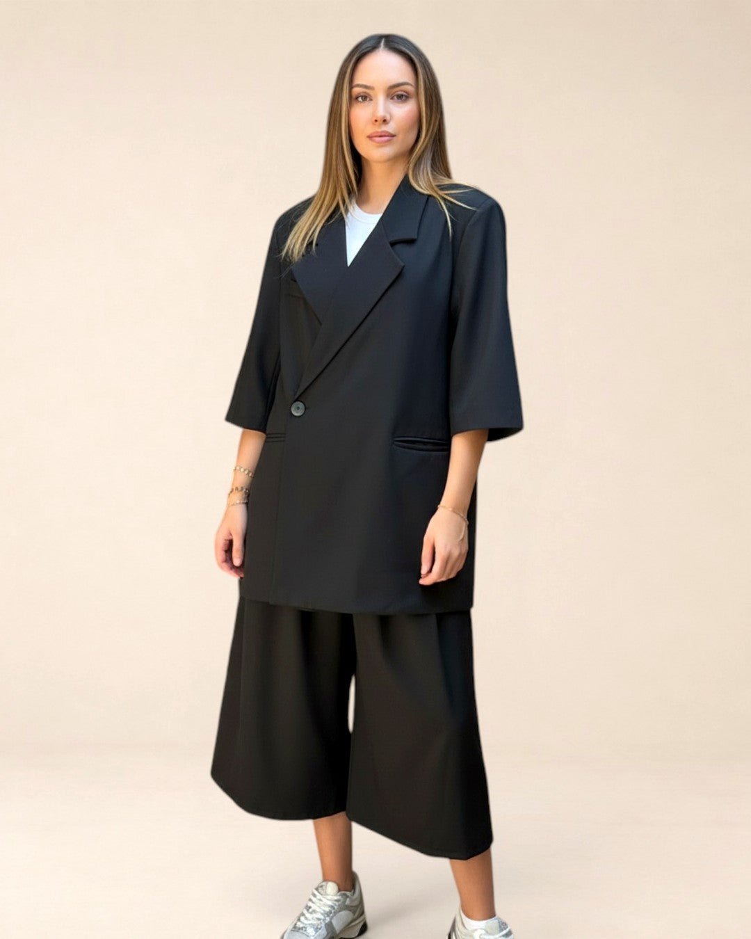Ensemble Blazer et bermuda oversize manches courtes noir - Modèle SHADE - NAC Collection