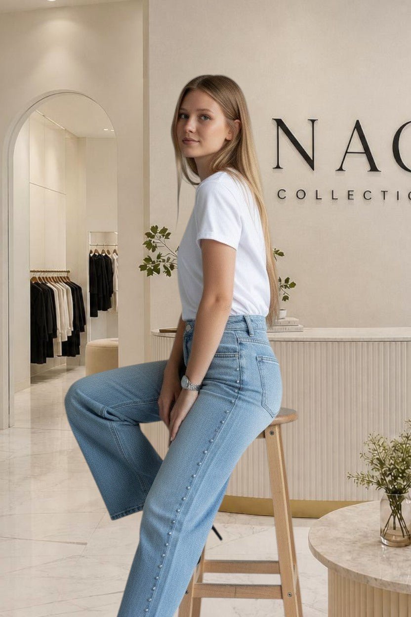 Jean droit clouté taille haute - NAC Collection