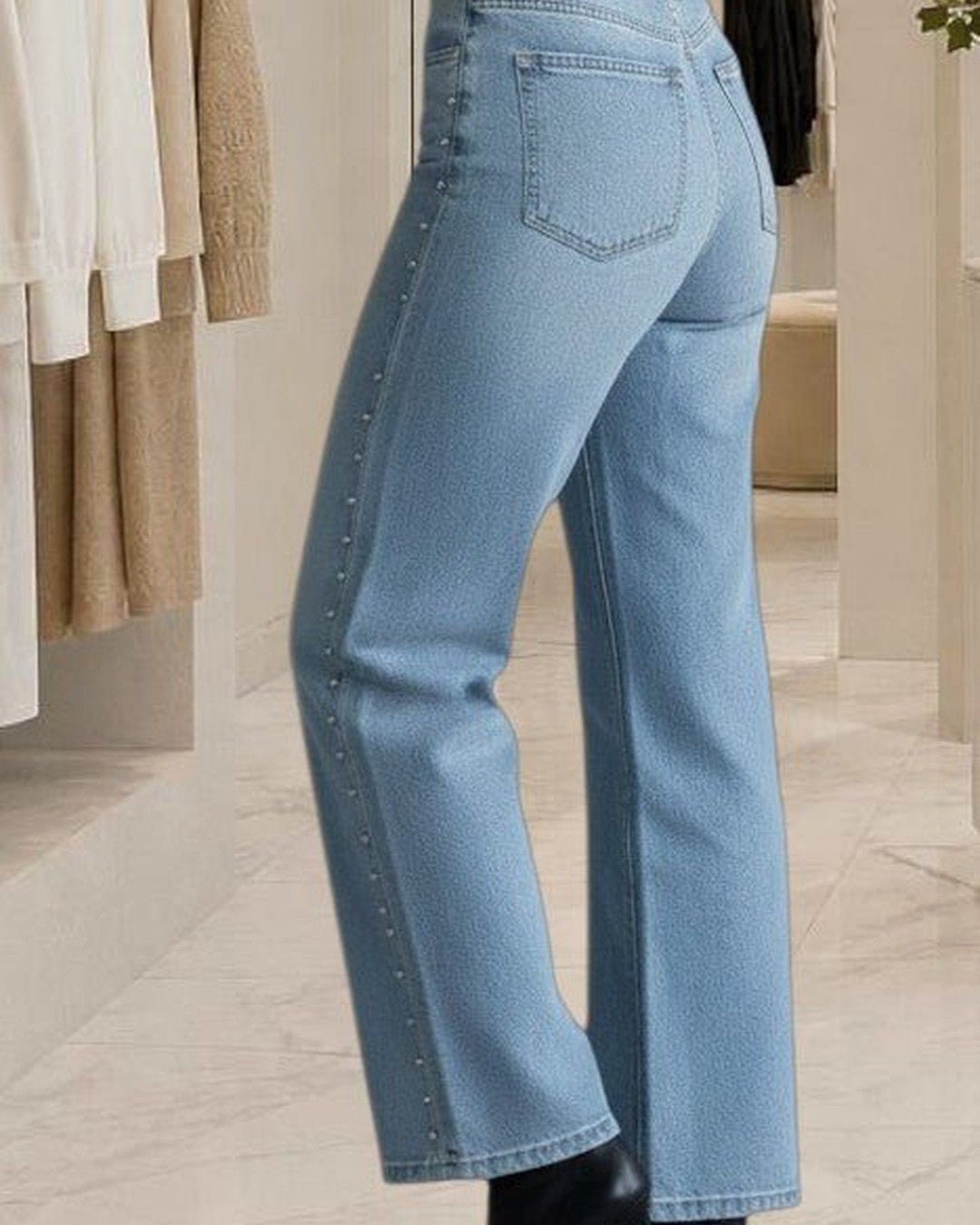 Jean droit clouté taille haute - Modèle EDGE - NAC Collection