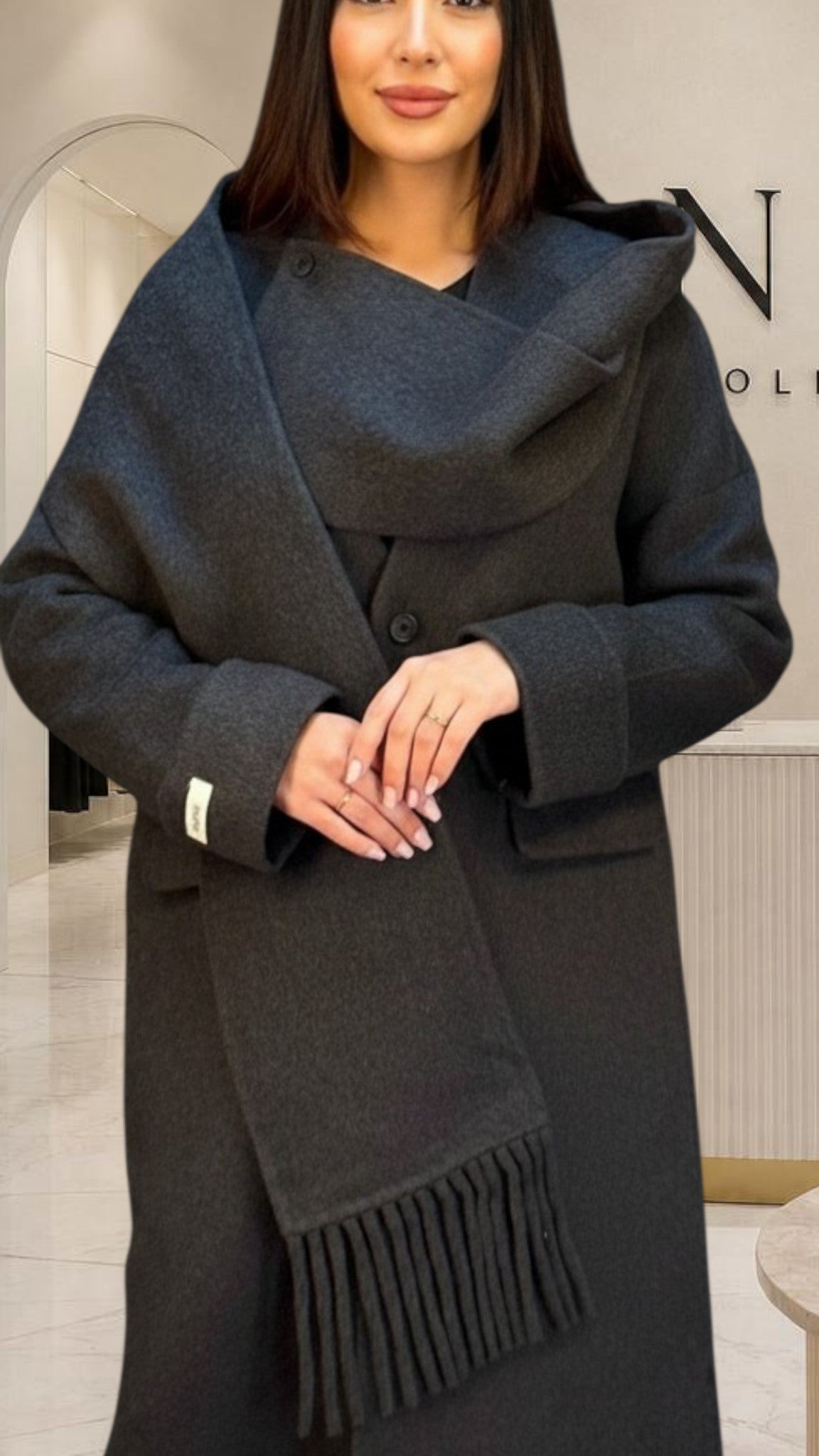 Manteau long à écharpe intégrée - NAC Collection