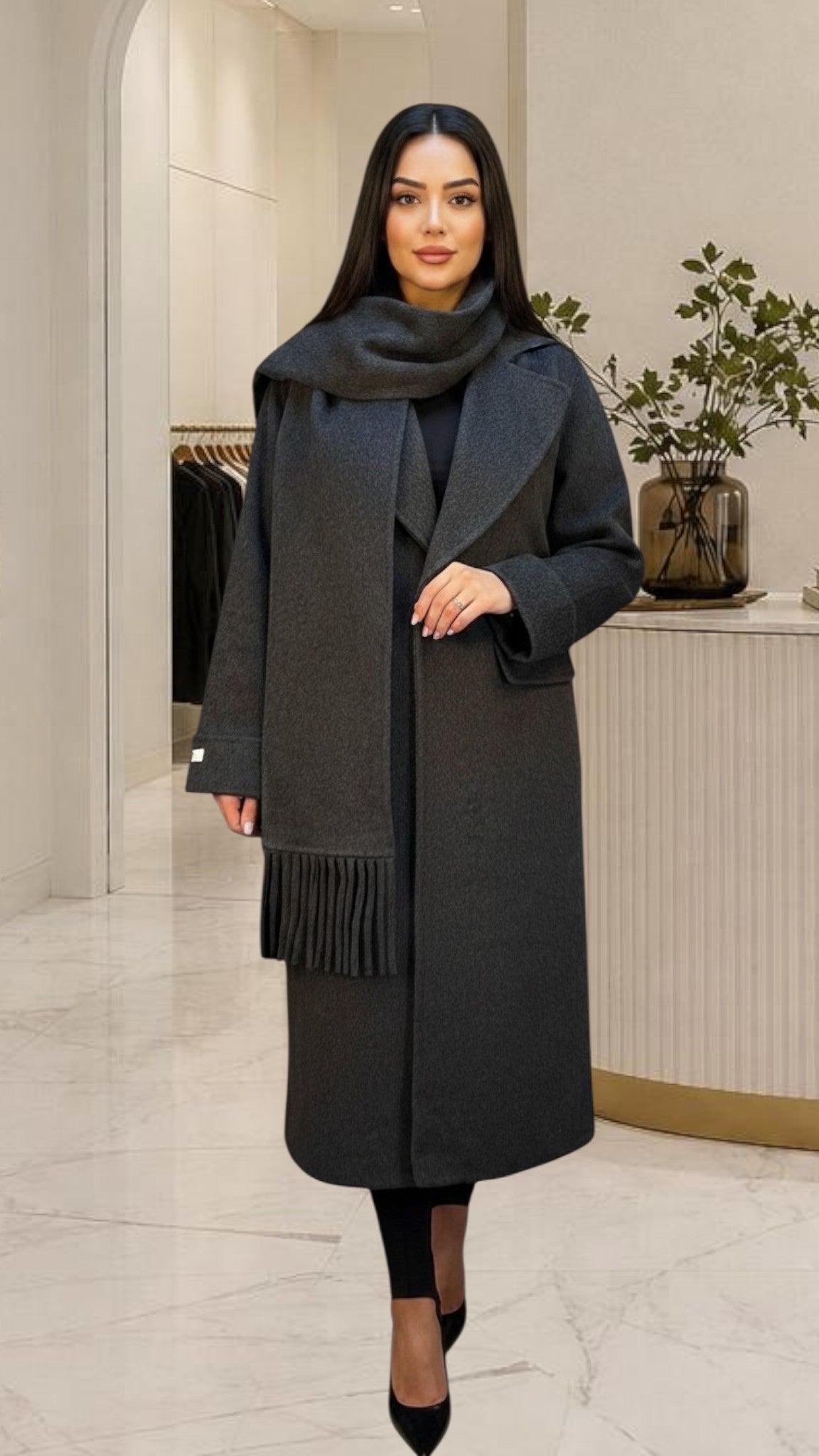 Manteau long à écharpe intégrée - NAC Collection