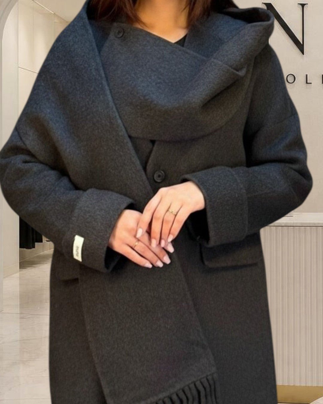 Manteau long avec écharpe intégrée - Élégance assurée ! - Modèle LIMA camel - NAC Collection