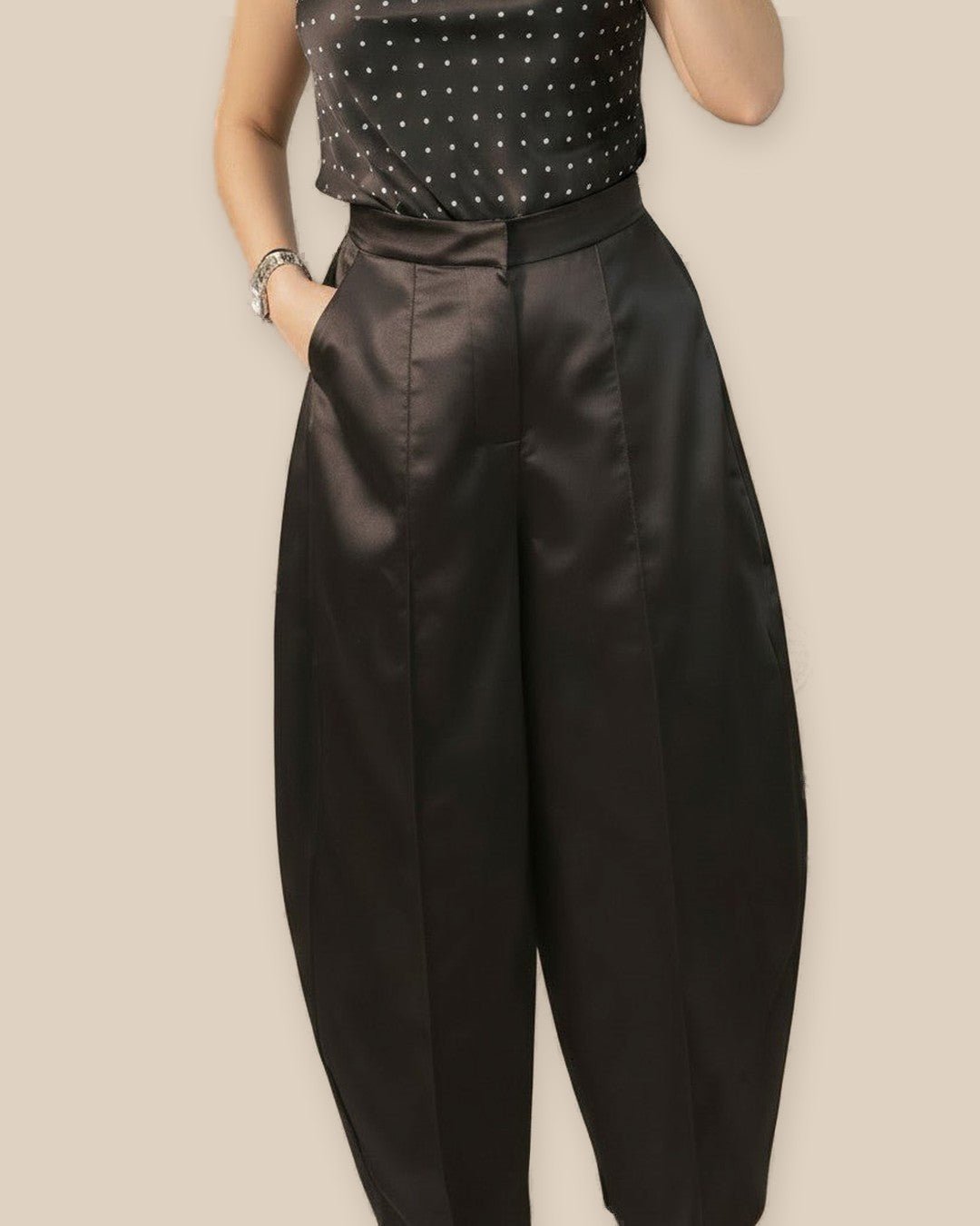 Pantalon ballon satiné taille haute - Modèle SATIN - NAC Collection