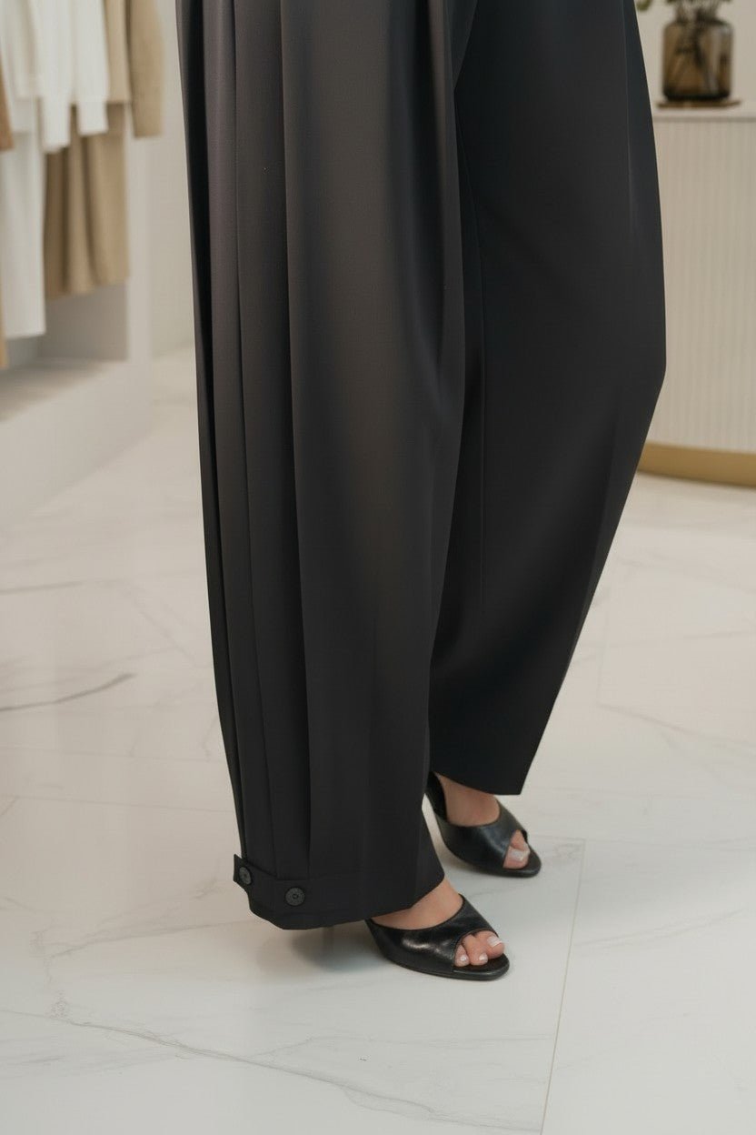 Pantalon large à jambe ballon noir — coupe palazzo taille haute - NAC Collection