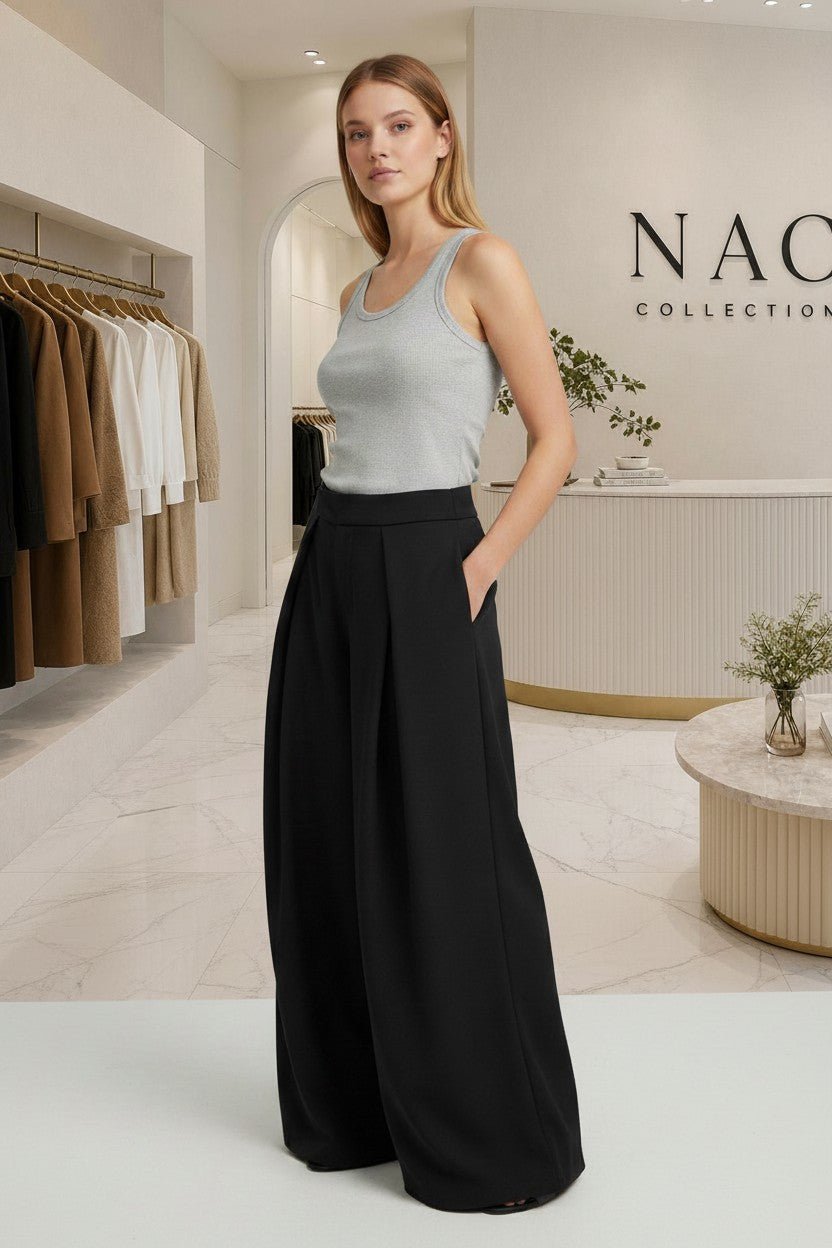 Pantalon large à plis taille haute - NAC Collection