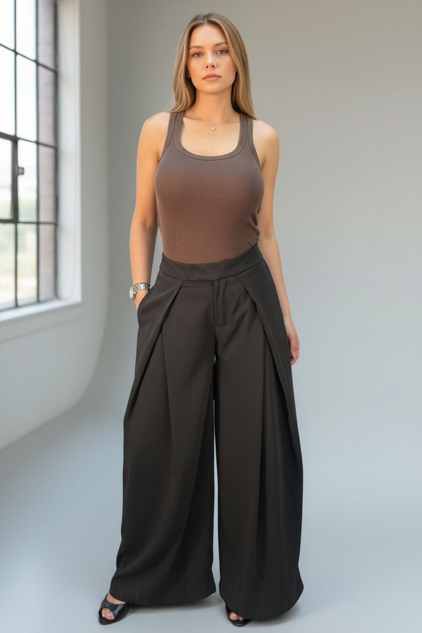 Pantalon large à plis taille haute - NAC Collection