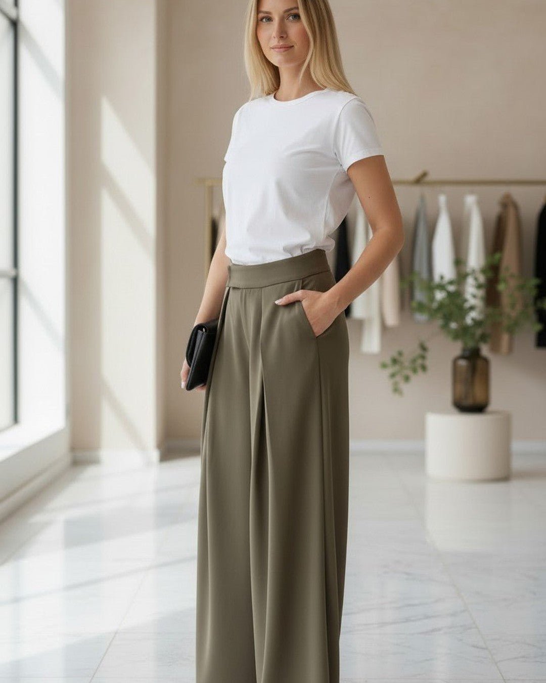 Pantalon large à plis taille haute - Modèle PLEAT - NAC Collection