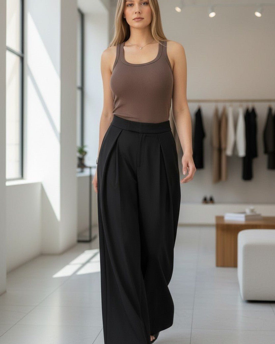 Pantalon large à plis taille haute - Modèle PLEAT - NAC Collection