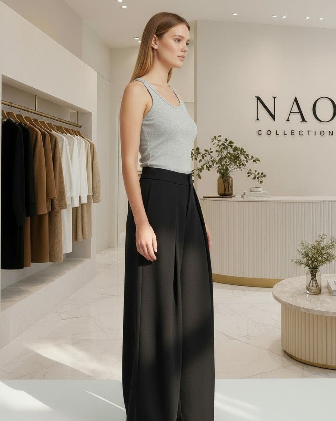 Pantalon large à plis taille haute - Modèle PLEAT - NAC Collection