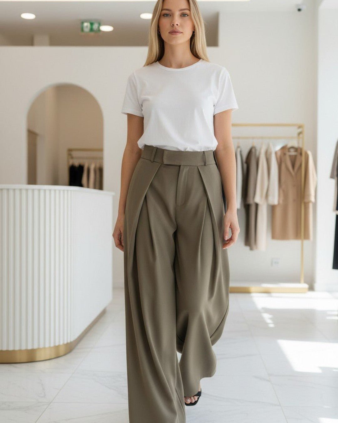 Pantalon large à plis taille haute - Modèle PLEAT - NAC Collection