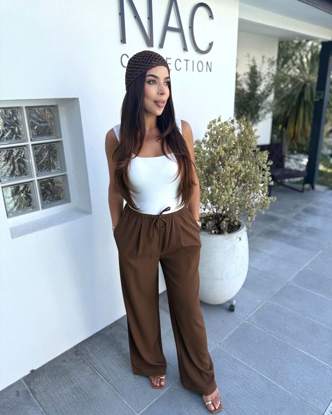 Pantalon large fluide marron - Modèle TERRA - NAC Collection