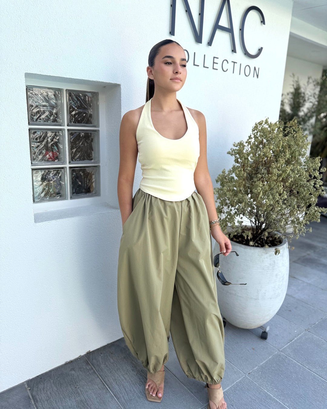 Pantalon parachute taille haute kaki - Modèle OASIS - NAC Collection