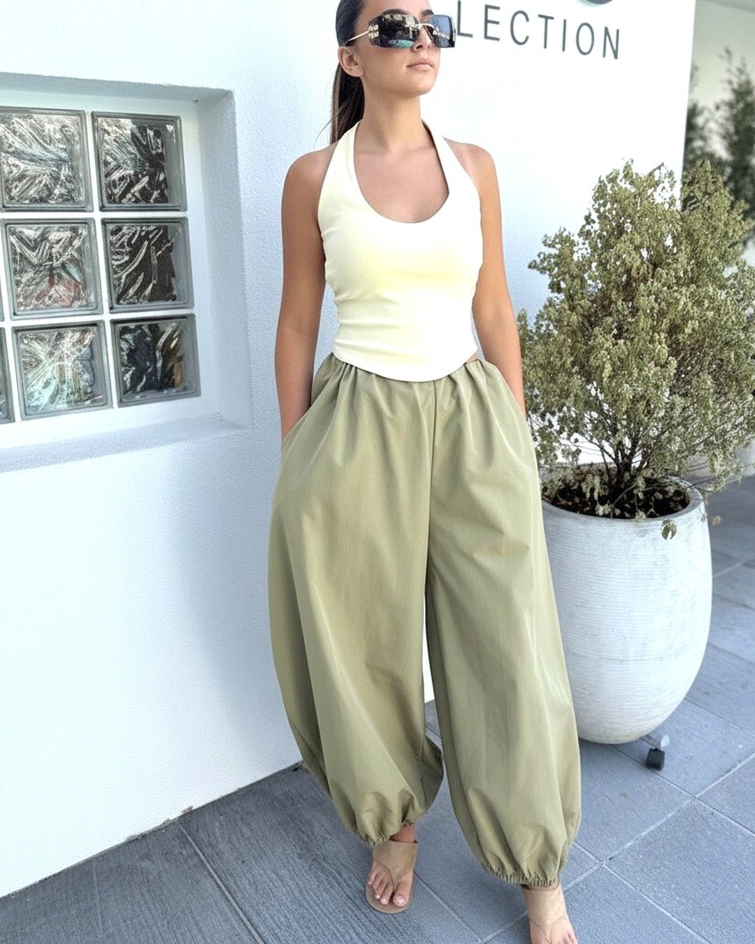 Pantalon parachute taille haute kaki - Modèle OASIS - NAC Collection