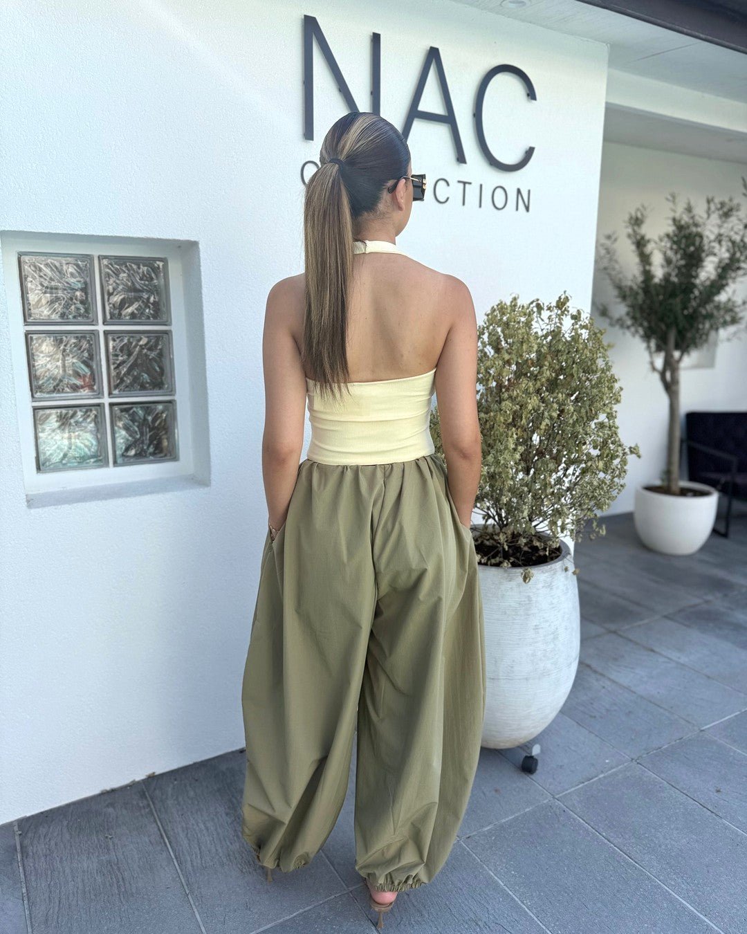 Pantalon parachute taille haute kaki - Modèle OASIS - NAC Collection