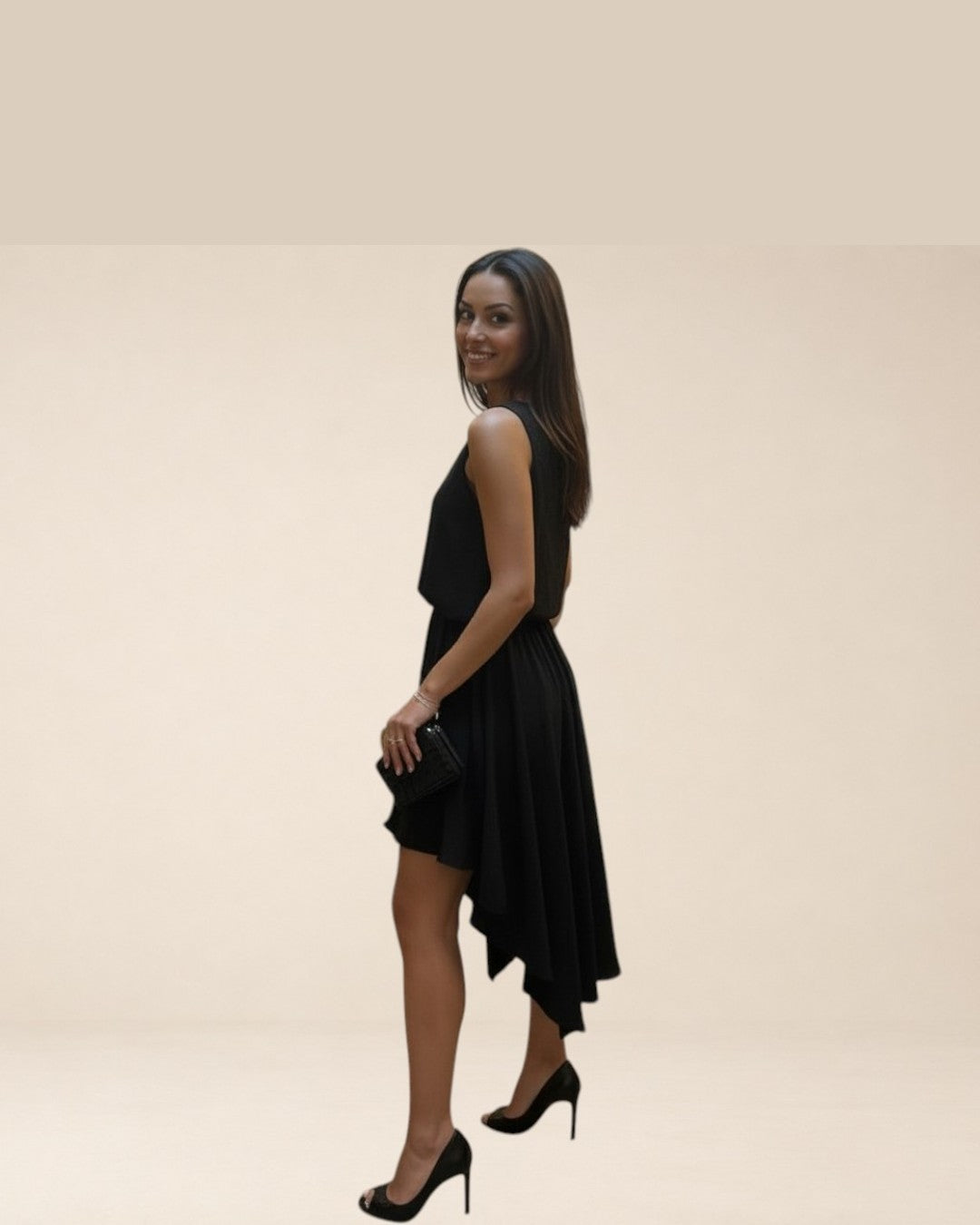 Robe classique asymétrique sans manche. Modèle VOILE
