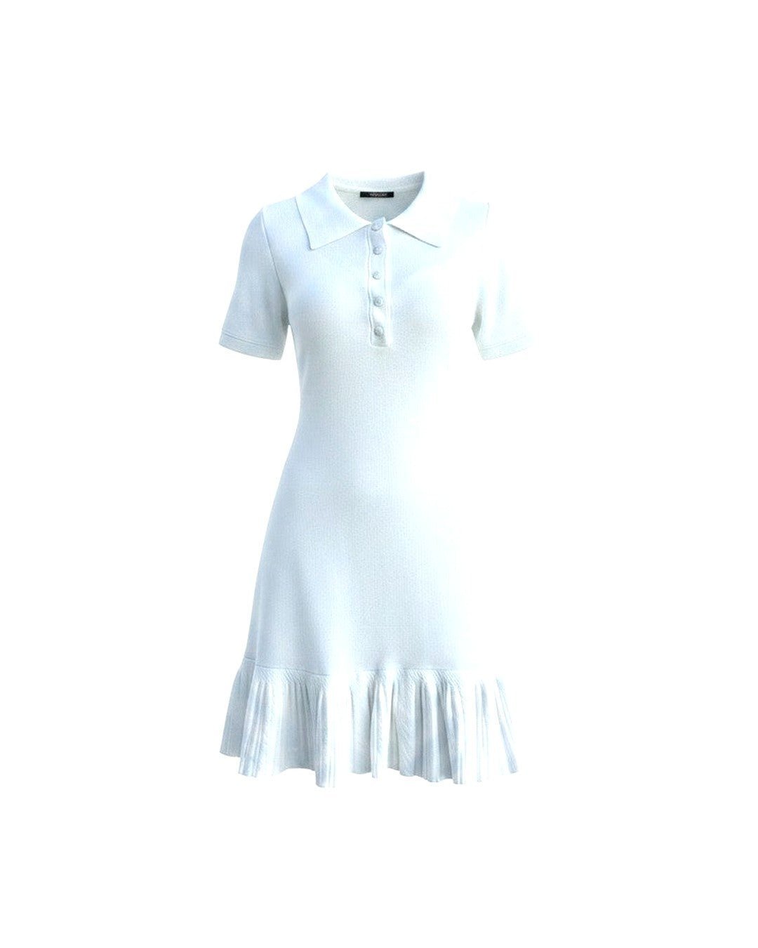 Robe maille polo blanche évasée. Modèle PERLE - NAC Collection