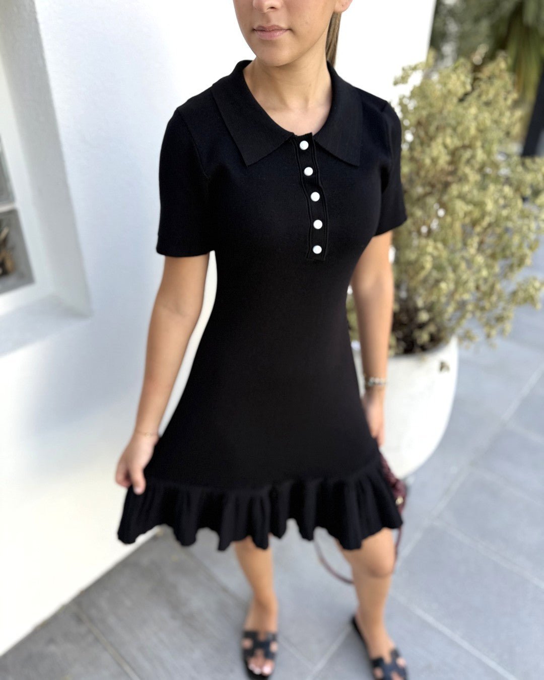 Robe polo noire évasée. Modèle NUIT - NAC Collection