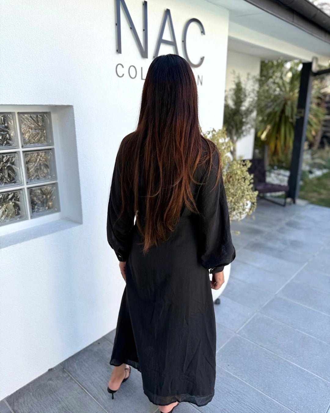 Robe portefeuille noire - Modèle ONDE - NAC Collection