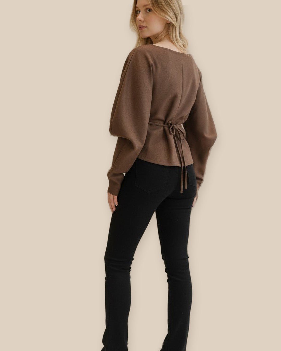 Top à manches bouffantes dos noué - Modèle ALBA - NAC Collection