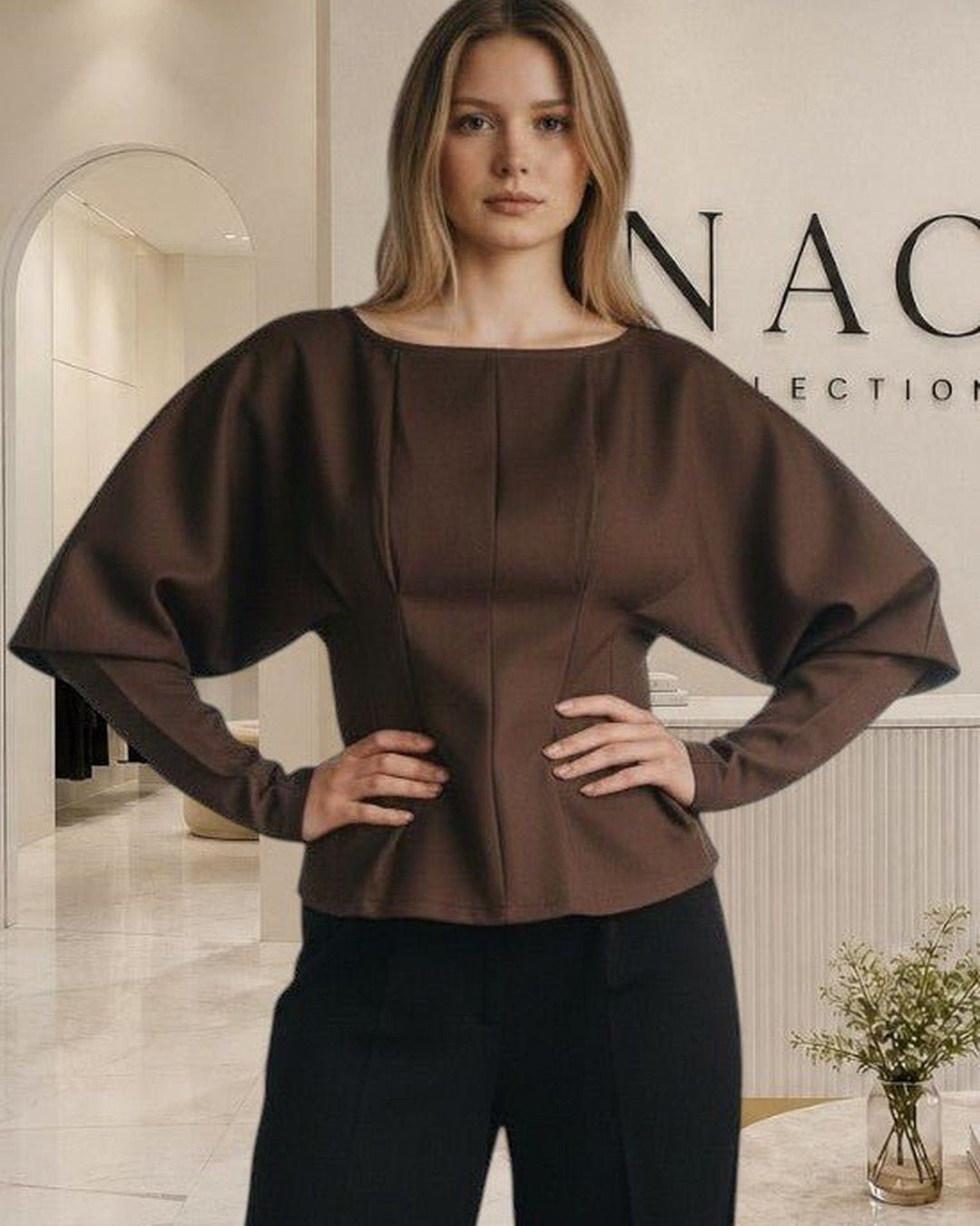 Top à manches bouffantes dos noué - Modèle ALBA - NAC Collection