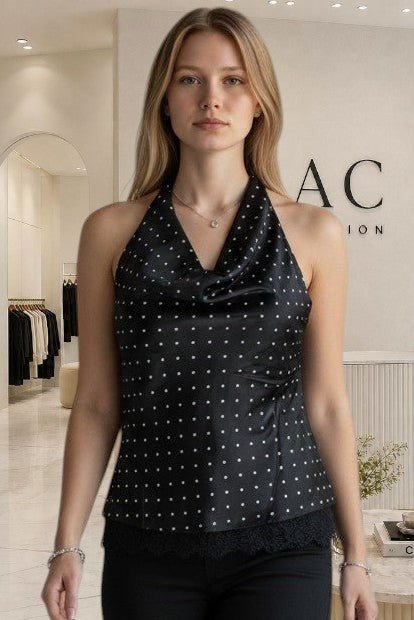 Top dos nu satiné à pois - NAC Collection