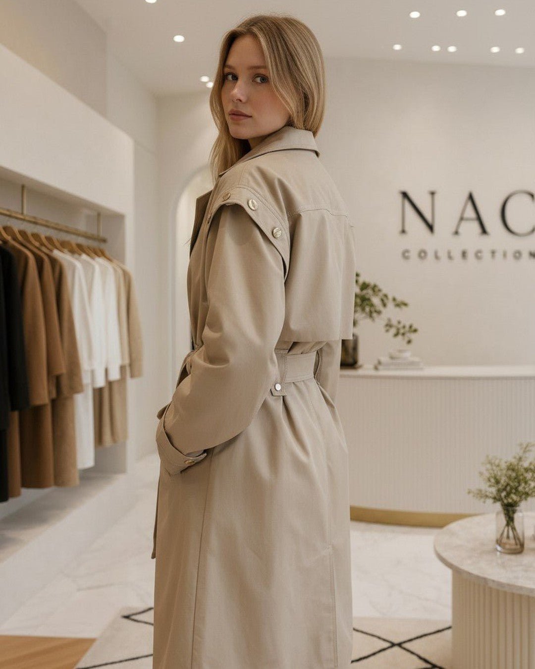 Trench ceinturé à boutons dorés - Modèle GOLD - NAC Collection