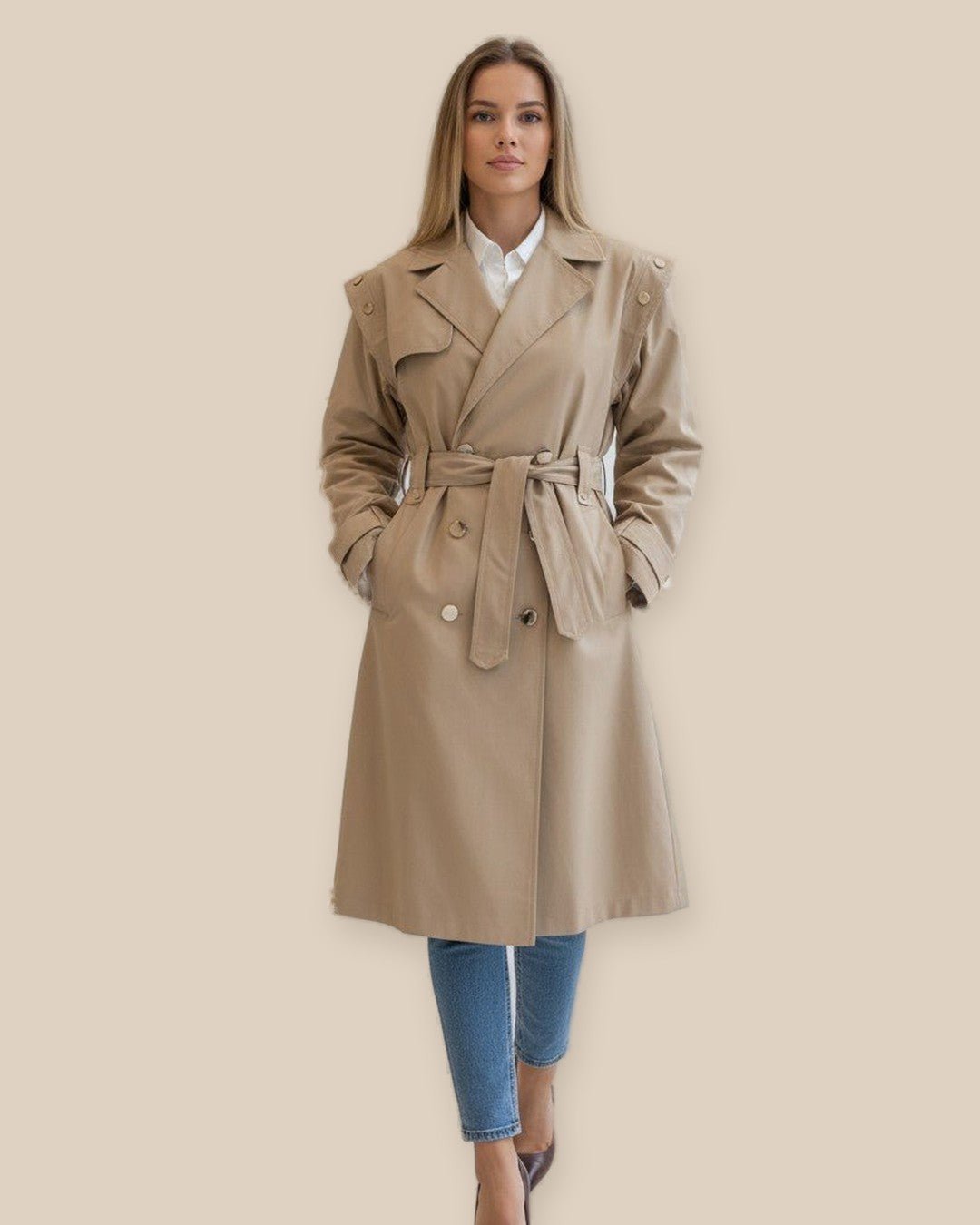 Trench ceinturé à boutons dorés - Modèle GOLD - NAC Collection