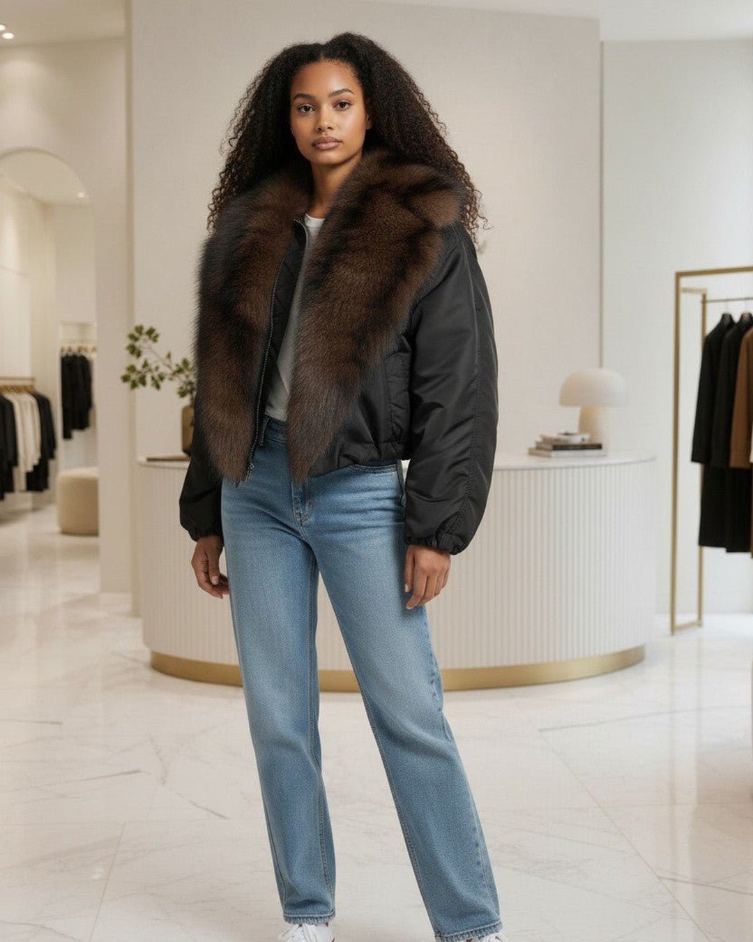 Veste Bomber avec Col en Fausse Fourrure - Modèle NORD - NAC Collection