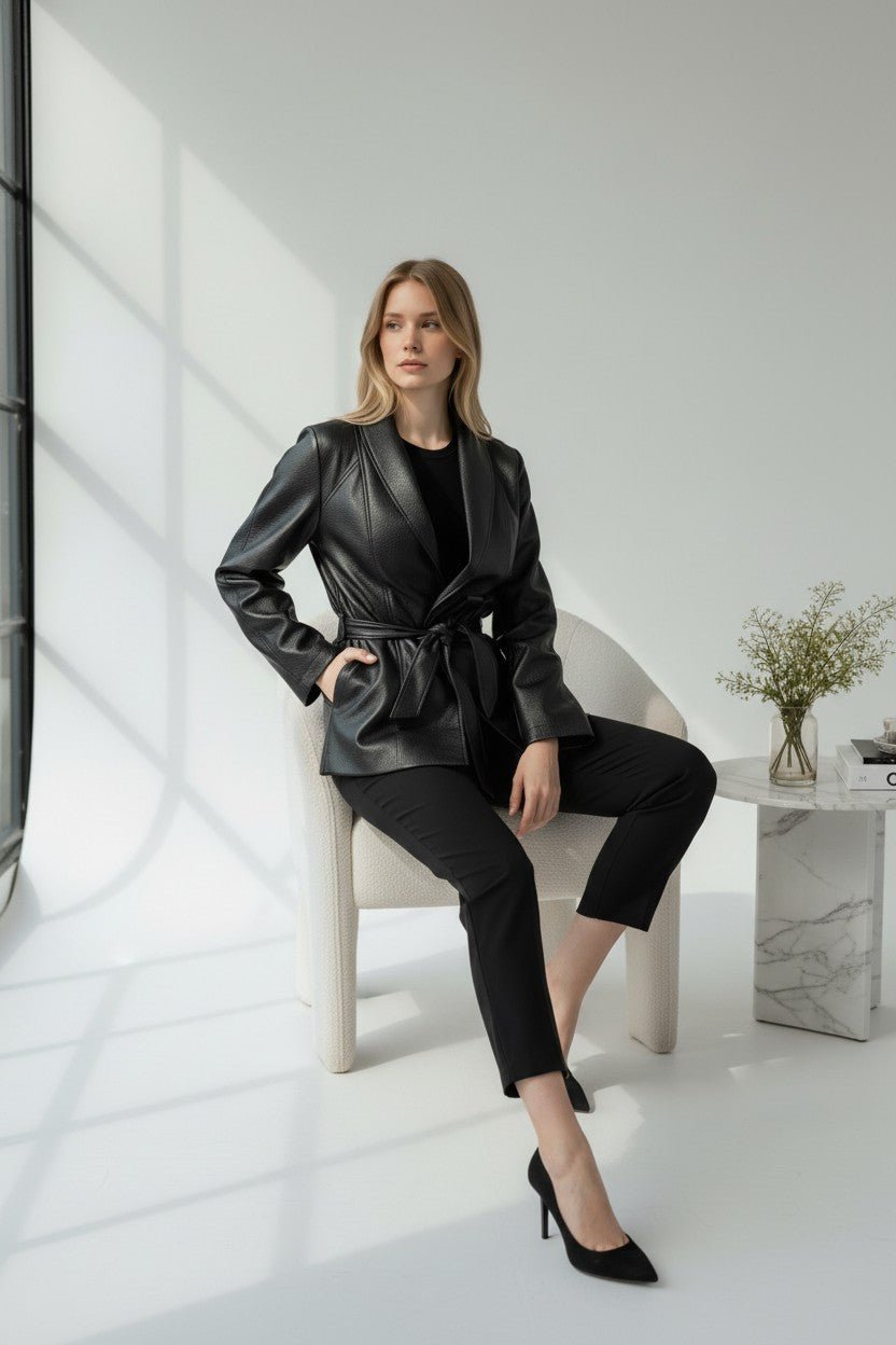 Veste effet cuir ceinturée - NAC Collection