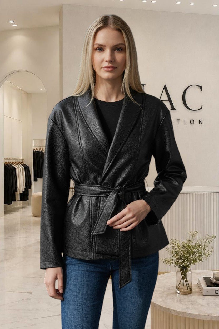 Veste effet cuir ceinturée - NAC Collection