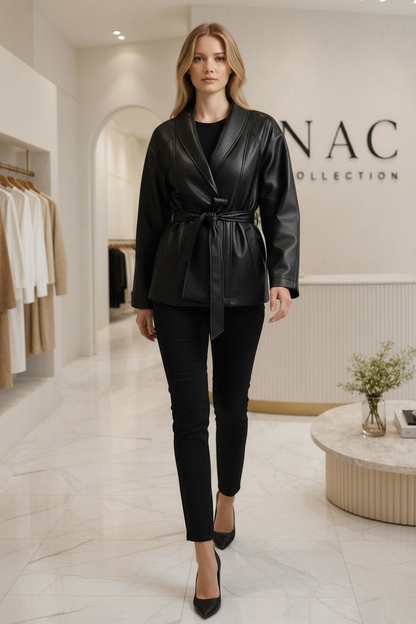 Veste effet cuir ceinturée - NAC Collection