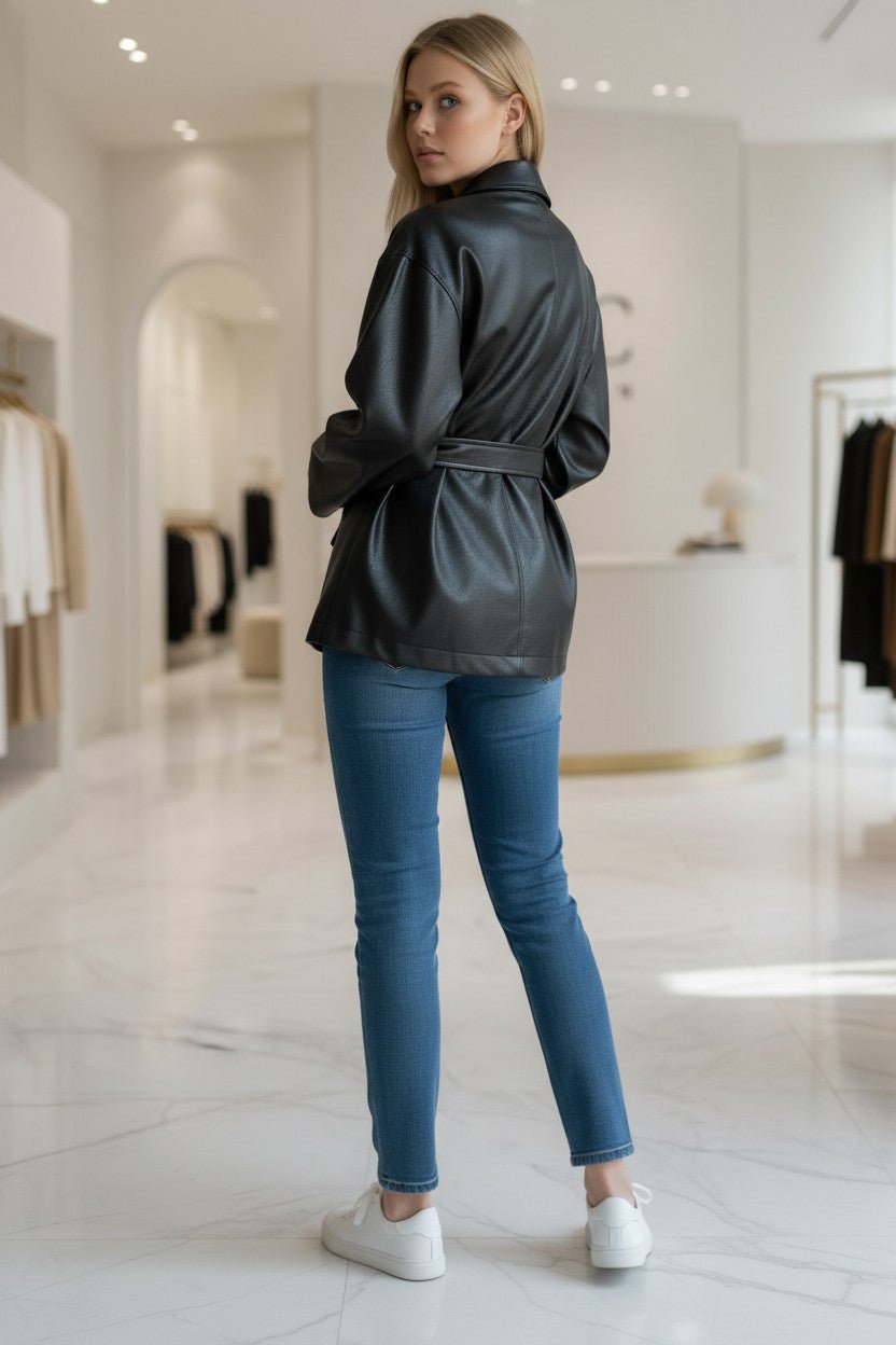 Veste effet cuir ceinturée - NAC Collection