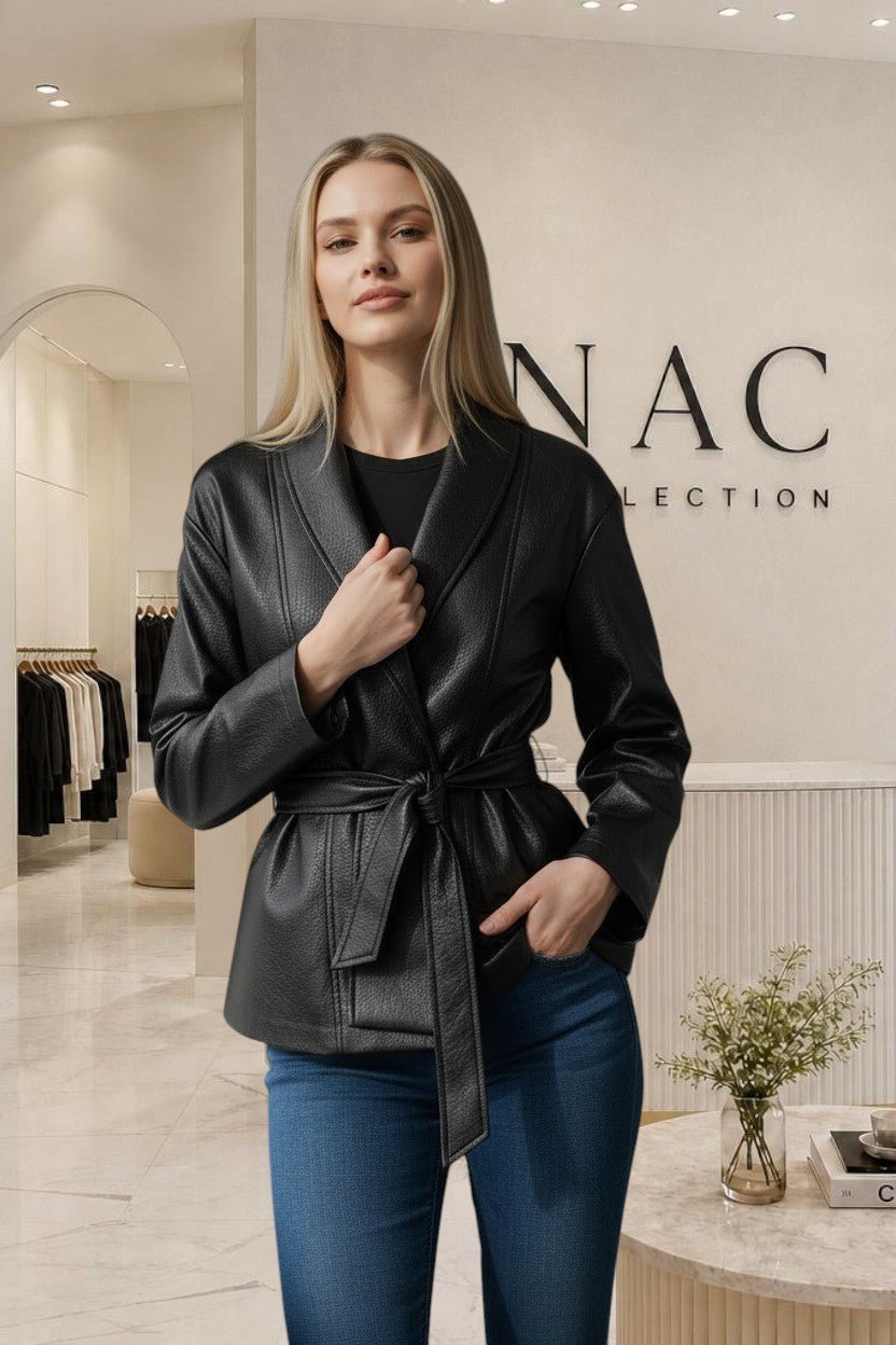 Veste effet cuir ceinturée - NAC Collection