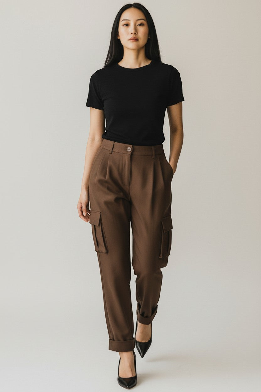 Pantalon cargo marron – Tendance et structuré
