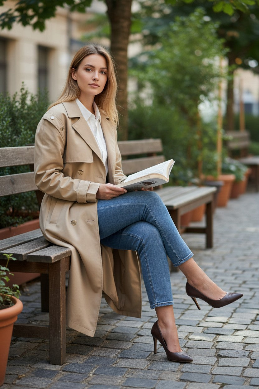 Trench beige structuré – Élégance intemporelle